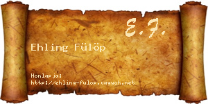 Ehling Fülöp névjegykártya